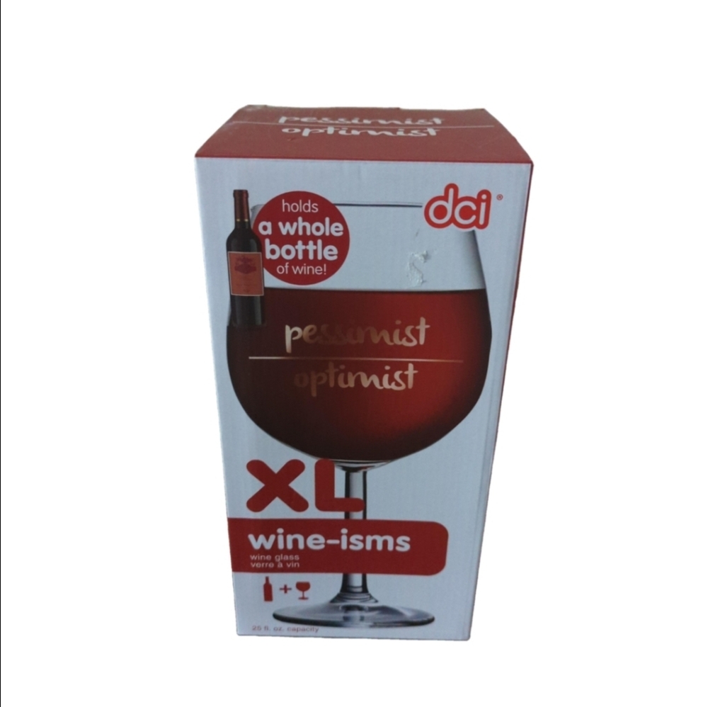 DCI Optimist Pessimist XL Wine Glass- Whole Bottle
